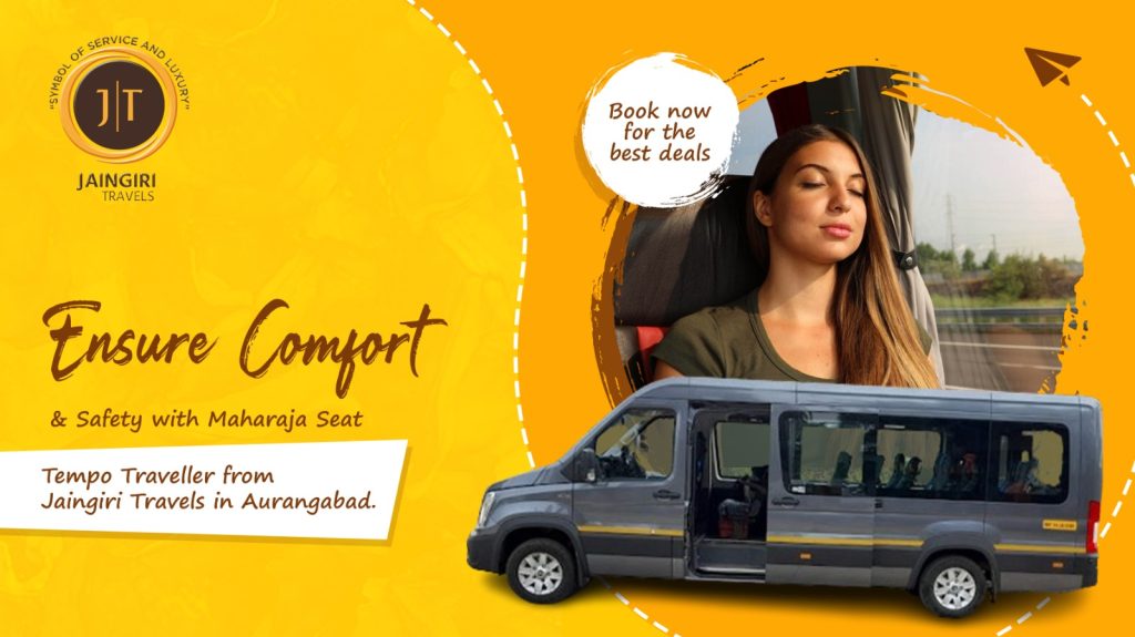 Ensure Comfort and Safety with Maharaja Seat Tempo Traveller from Jaingiri Travels in Aurangabad.